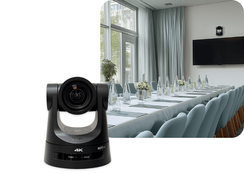 Broadcaster 4K AI Camera: PTZ camera for videoconferencing and events