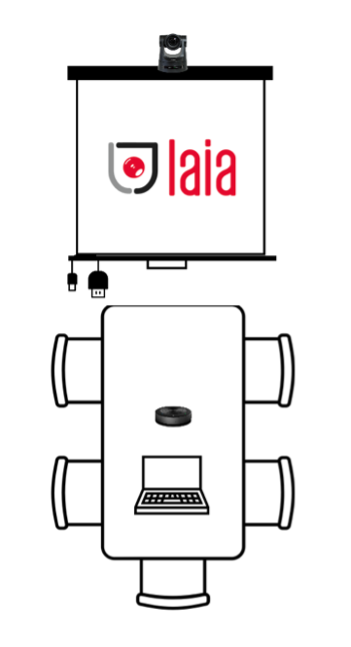 Equipamento de videoconferência para sala de reuniões com equipamento fixo, câmara, microfone e cabos | LAIA